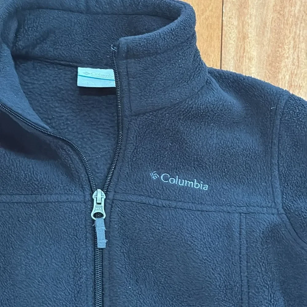 Columbia Fleece Jacket Kids Black Full Zip Mock Neck M‎ 10/12